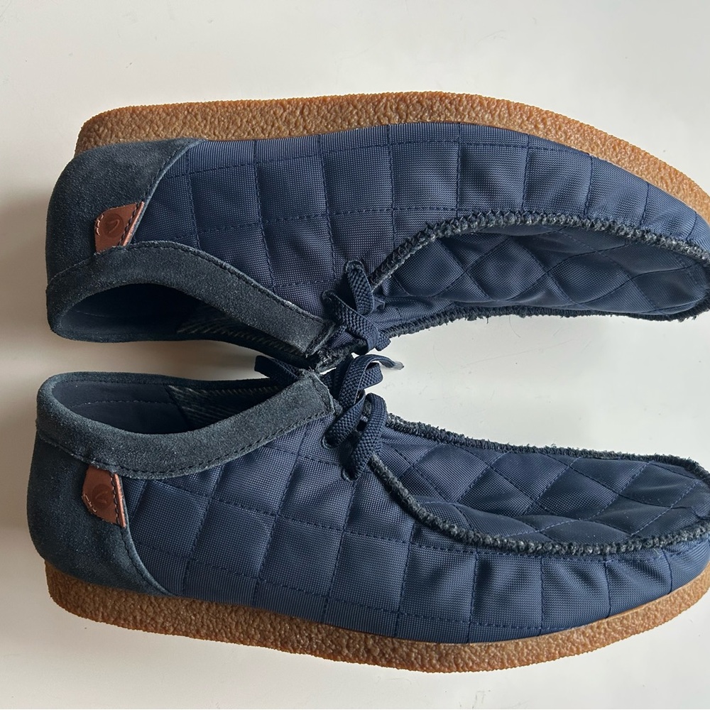 (NWOT) Clarks Men's Shacre II Step Navy Textile Casual Comfort Moccasin (10.5M)